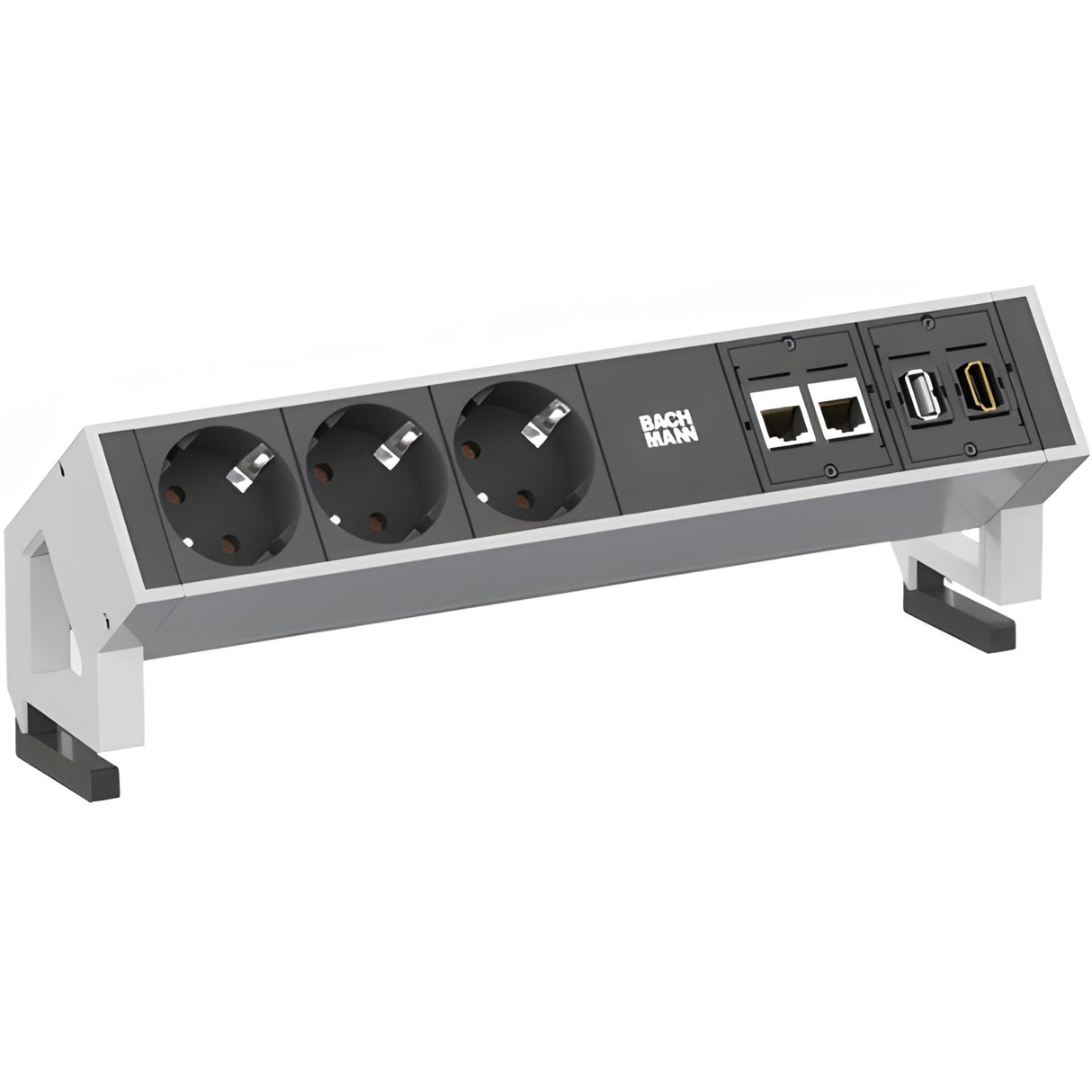 Bachmann DESK 2 Facility System, 3 x Schutzkontaktsteckdose + 2 x Cat6 + 1 x USB + 1 x HDMI, weiß