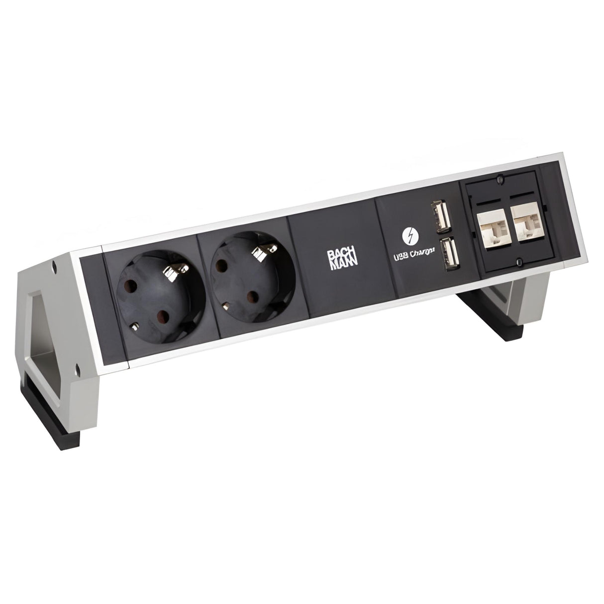 Bachmann DESK 2 , 2 x Schutzkontakt, 1 x USB Charger, 2 x Cat6, INOX